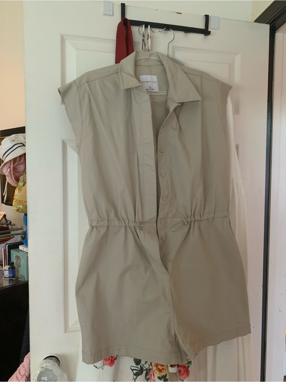 Celebrity Pink Neutral Beige Sleeveless Romper